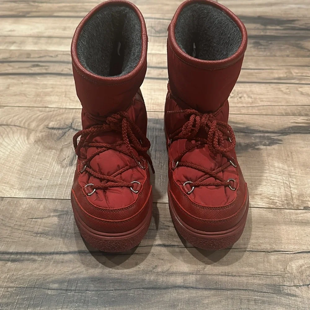 Moncler Red Winter Rain Boots